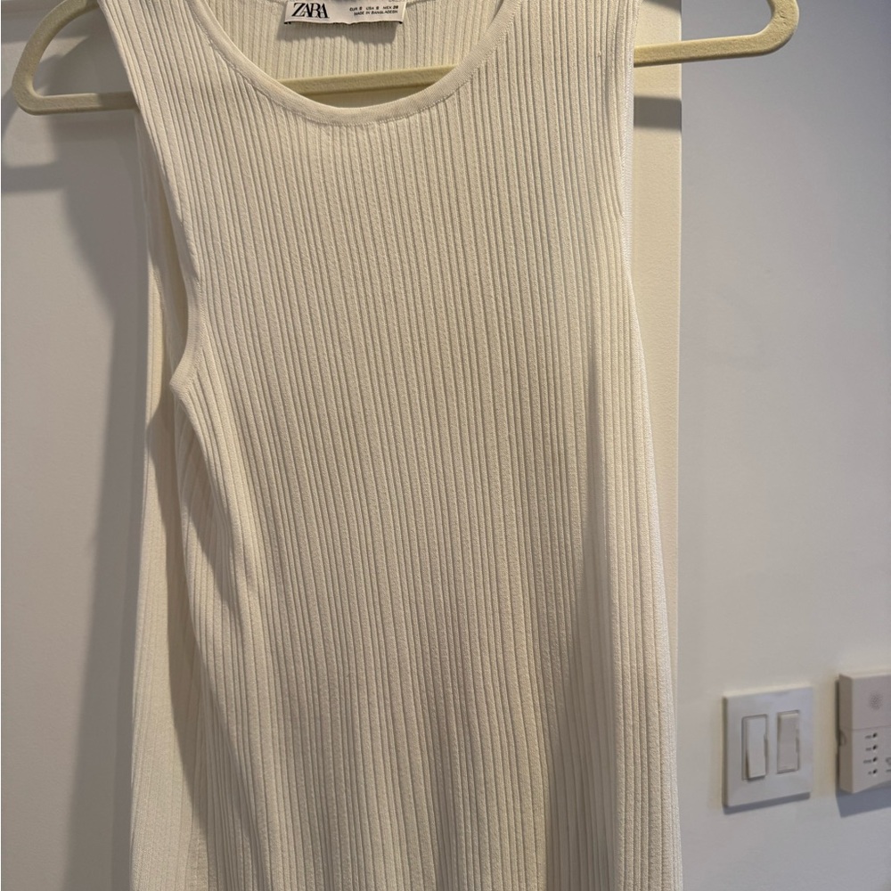 Dressy Zara Cream Ribbed Knit Top